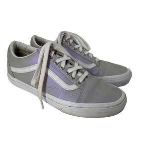 VANS Old Skool Sneakers Iridescent Low Top Womens Size 8.5 Purple Gray Lace Up